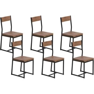 Beliani - Modern Contemporary Industrial Style 6 Chairs Kitchen Set Dark Wood Laredo - Dark Wood