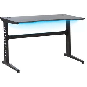 BELIANI Modern Gaming Desk with rgb led Light 120 x 60 cm mdf Home Office Black Dexter - Black