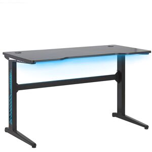 Beliani - Modern Gaming Desk with rgb led Light 120 x 60 cm mdf Home Office Black Doran - Black