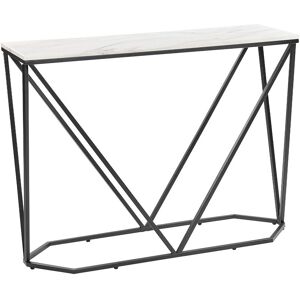 BELIANI Modern Glam Rectangular Console Table mdf Iron Marble Effect White with Black Hazen - White