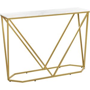 BELIANI Modern Glam Rectangular Console Table mdf Iron Marble Effect White with Gold Hazen - White