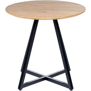 BELIANI Modern Round Side Table Top Black Metal Base Industrial Light Wood Atoka - Light Wood