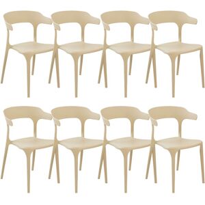 BELIANI Modern Set of 8 Garden Dining Chairs Lightweight Plastic Sand Beige Resistant Gubbio - Beige