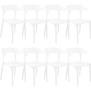 BELIANI Modern Set of 8 Garden Dining Chairs Lightweight Plastic White Resistant Gubbio - White