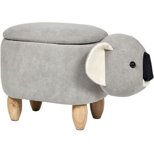 BELIANI Modern Velvet Stool Grey Upholstery Storage Children Solid Wood Animal Coala - Grey