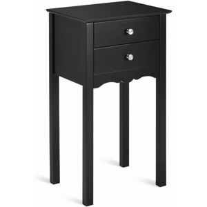 COSTWAY Modern Versatile Side Table End Table Sofa Bedside Table Nightstand W/ 2 Drawers