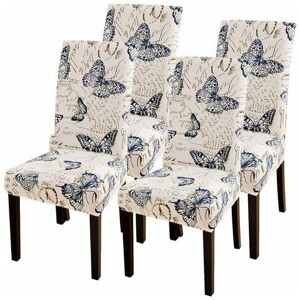 LUNE moon-4 Dining Chair Slipcover Stretch Universal Chair Cover Printed Non-Slip Chair Cover for Home Hotel Decor Butterflies