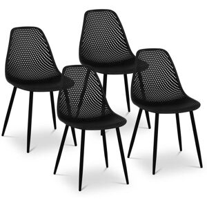 FROMM & STARCK Moulded Plastic Chair Dining Chair Designer 150kg Seat 52x46.4cm Set of 4 Black