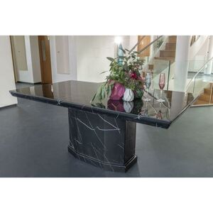 URBAN DECO Naples Black Faux Marble 8 Seater Rectangular Dining Table for Dining Room Kitchen Furniture- 200cm - Black