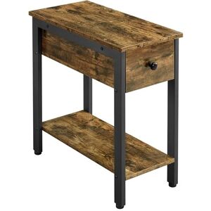 Narrow Side Table 2-Tier End Table for Small Spaces,Rustic Brown - Yaheetech