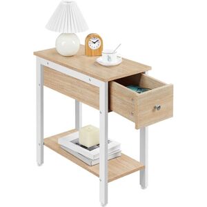 Narrow Side Table 2-Tier End Table for Small Spaces,Light Oak - Yaheetech