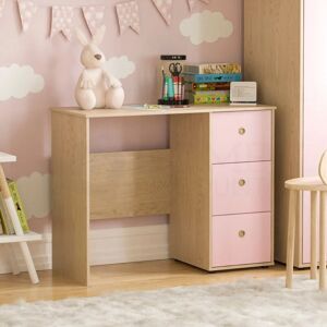 HOME DISCOUNT Neptune Computer Desk 2 Drawer Dressing Table Shelves Storage Home, Pink & Oak