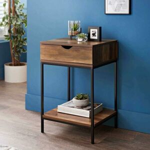 DYLEX New 1 Drawer Console Table Black Metal Frame & Wooden Drawer and Shelf Furniture