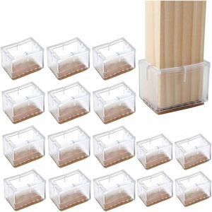 NORCKS 16 pcs protects table and chair legs, silicone chair hat, wooden table furniture protective cushion (length 39-48 mm, width 24-30 mm) - Transparent