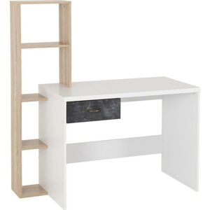 SECONIQUE Nordic 1 Drawer Computer Desk in White Distressed Effect Finish
