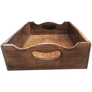 TOPFURNISHING Medium Serving Tray With Handles Platter Oak Tree Design (Burnt Medium:38x25x9cm) - Brown