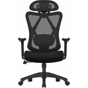 Songmics - Office Chair, Ergonomic Chair, Mesh Chair, Adjustable Lumbar Support and Headrest, Breathable Mesh Fabric, 150 kg Weight Capacity, Height