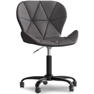 Privatefloor - Office Chair with Wheels - Swivel Desk Chair - Upholstered in Faux Leather - Black Wito Frame Grey Vegan leather, pp, Metal - Grey