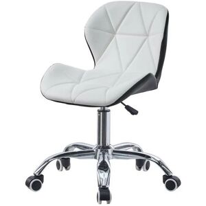 CLIPOP Office Desk Chair for Home Faux Leather Padded Seat Computer Chair with Wheels for Home Office, White