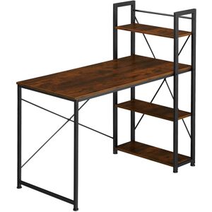 Tectake - Office desk Hershey w/ integrated side shelf (122x61x120cm) - corner desk, computer desk, office desk - Industrial wood dark, rustic