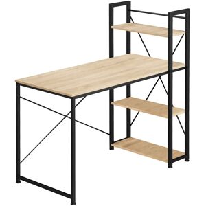 TECTAKE Office desk Hershey w/ integrated side shelf (122x61x120cm) - corner desk, computer desk, office desk - industrial wood light, oak Sonoma