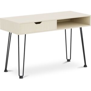PRIVATEFLOOR Wooden Desk with Drawer - Scandinavian Design - Andor Natural wood Metal, mdf - Natural wood