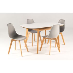 OUT & OUT ORIGINAL Out & out Abbey Extendable Dining Set with 4 Ava Chairs in Light Grey 106cm-136cm