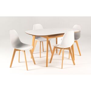 OUT & OUT ORIGINAL OUT & OUT Abbey Extendable Dining Set with 4 Ava Chairs in White 106cm-136cm