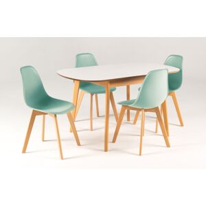 OUT & OUT ORIGINAL Out & out Abbey Extendable Dining Set with 4 Ava Chairs in Teal 106cm-136cm