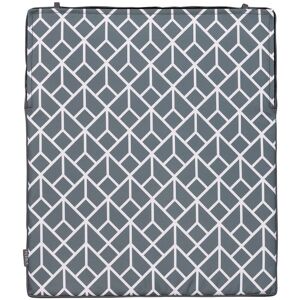 Outdoor Medium Seat Pad Cushion - Charcoal Geometric Print - Fibre Filled with Ties - Slate Grey