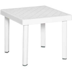 Garden End Table Outdoor Square Accent Coffee Table for Drink Snack - White - Outsunny