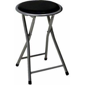 Black Padded Folding Breakfast Kitchen Bar Stool Seat - Oypla