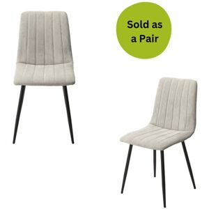 Baldwin - Pair Straight Stitched Light Grey Upholstered Kitchen Dining Chairs Metal Legs - Grey