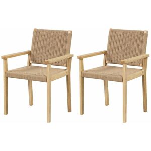COSTWAY Patio Chairs Set of 2 Indoor Outdoor Dining Chair Well-Woven Armchair Wood Frame