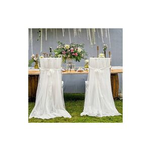 HOOPZI Pieces White Tulle Wedding Chair Cover Romantic Fluffy Tulle Cover Wedding Ceremony Decoration Birthday Party 260 150cm