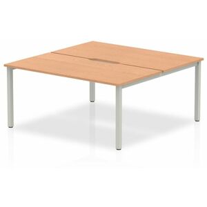 Plus 1600mm Back to Back 2 Peson Desk Oak Top Silve Fame BE170 - Evolve