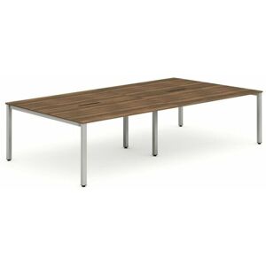 Plus 1400mm Back to Back 4 Peson Desk Walnut Top Silve Fame BE252 - Evolve