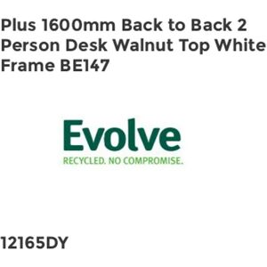 Plus 1600mm Back to Back 2 Peson Desk Walnut Top White Fame BE147 - Evolve