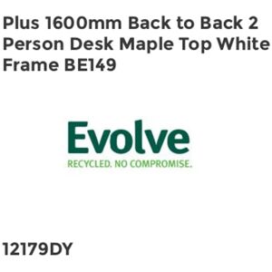 Plus 1600mm Back to Back 2 Peson Desk Maple Top White Fame BE149 - Evolve