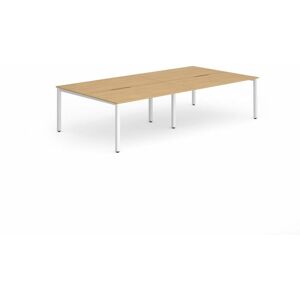 Plus 1400mm Back to Back 4 Peson Desk Beech Top White Fame BE233 - Evolve