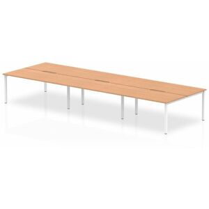 Plus 1600mm Back to Back 6 Peson Desk Oak Top White Fame BE270 - Evolve