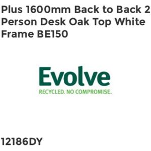 Plus 1600mm Back to Back 2 Peson Desk Oak Top White Fame BE150 - Evolve