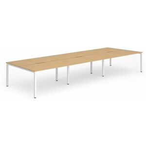 Plus 1200mm Back to Back 6 Peson Desk Beech Top White Fame BE278 - Evolve