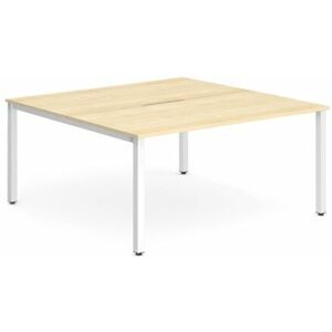 Plus 1400mm Back to Back 2 Peson Desk Maple Top White Fame BE154 - Evolve