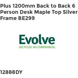 Evolve Plus 1200mm Back to Back 6 Peson Desk Maple Top Silve Fame BE299