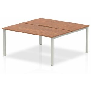 Plus 1600mm Back to Back 2 Peson Desk Walnut Top Silve Fame BE167 - Evolve