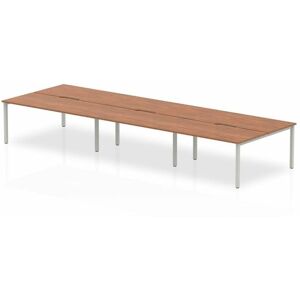 Plus 1600mm Back to Back 6 Peson Desk Walnut Top Silve Fame BE287 - Evolve