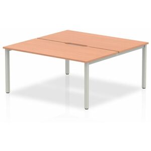 Plus 1600mm Back to Back 2 Peson Desk Beech Top Silve Fame BE168 - Evolve