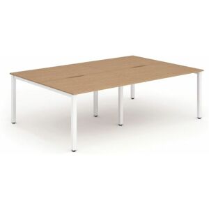 Plus 1200mm Back to Back 4 Peson Desk Oak Top White Fame BE240 - Evolve