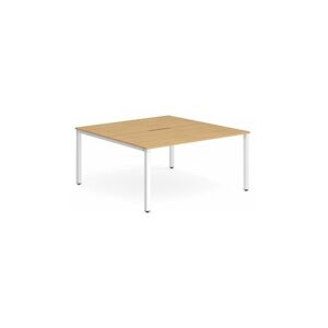 Plus 1400mm Back to Back 2 Peson Desk Beech Top White Fame BE153 - Evolve